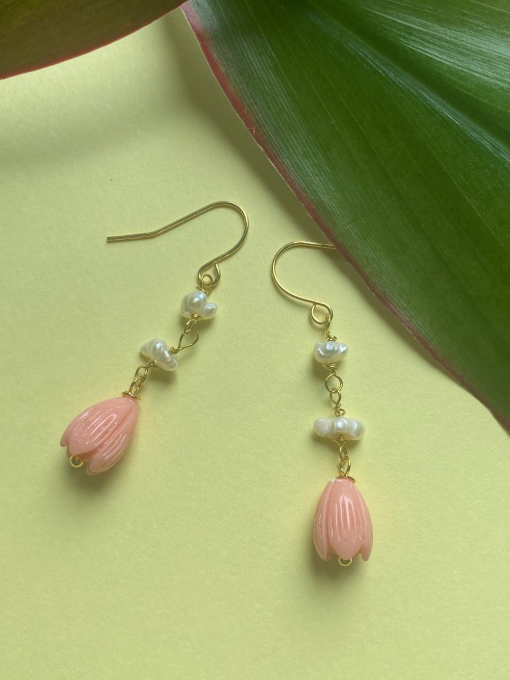 Handmade Pikake Earrings with Freshwater Pearl